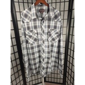 Pintlar Shirt Mens 3XLT Western Long Sleeve Pearl Snap Black Plaid